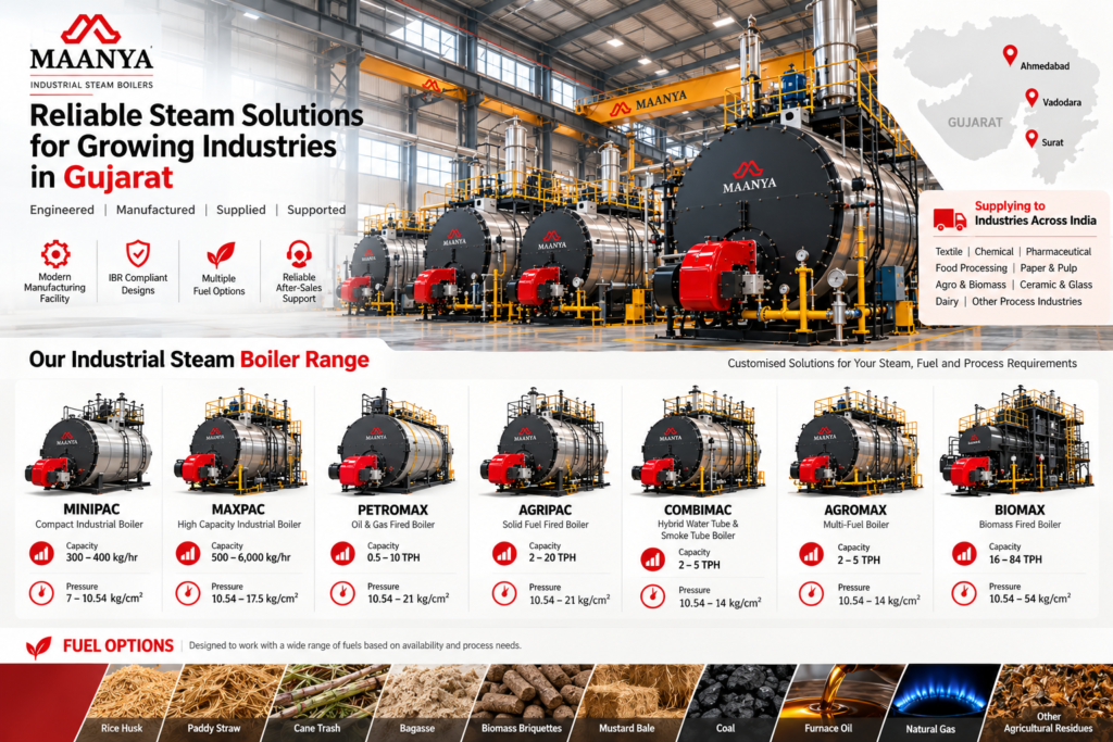 Industrial steam boiler manufacturing and supply capabilities in Gujarat